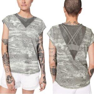LULULEMON For The Run Short Sleeve Swerve Vapor Metal Grey Sz 8